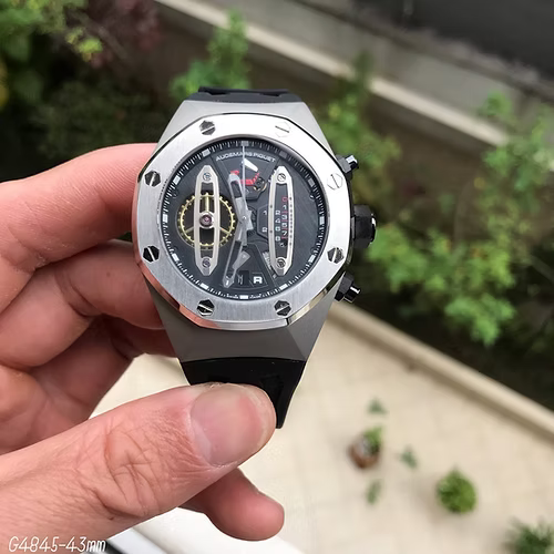 AUDEMARS PIGUET BORRACHA PRATA PRETO 43MM