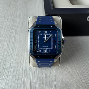 CARTIER SANTOS AZUL PRATA 40MM X 47MM
