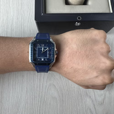 CARTIER SANTOS AZUL PRATA 40MM X 47MM