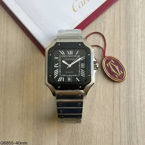CARTIER SANTOS PRATA PRETO 40MM X 47MM