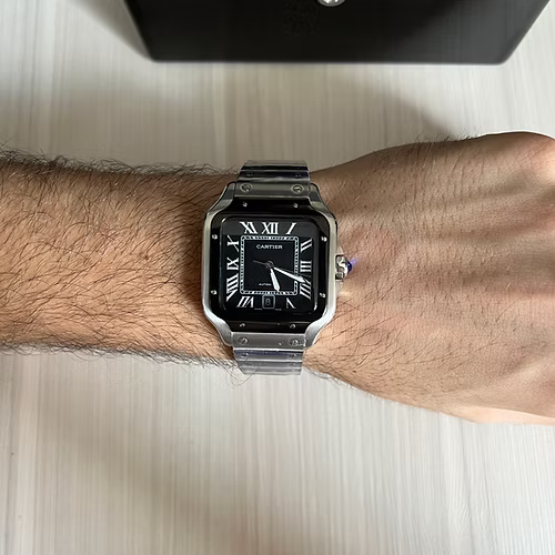 CARTIER SANTOS PRATA PRETO 40MM X 47MM
