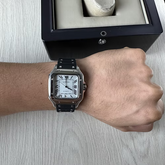 CARTIER SANTOS PRATA PRETO BRANCO 40MM X 47MM