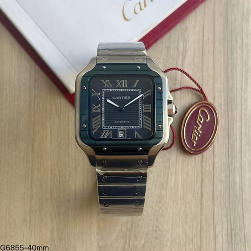 CARTIER SANTOS PRATA VERDE 40MM X 47MM