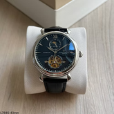 VACHERON CONSTANTIN AUTOMÁTICO PRATA PRETO COURO  45M