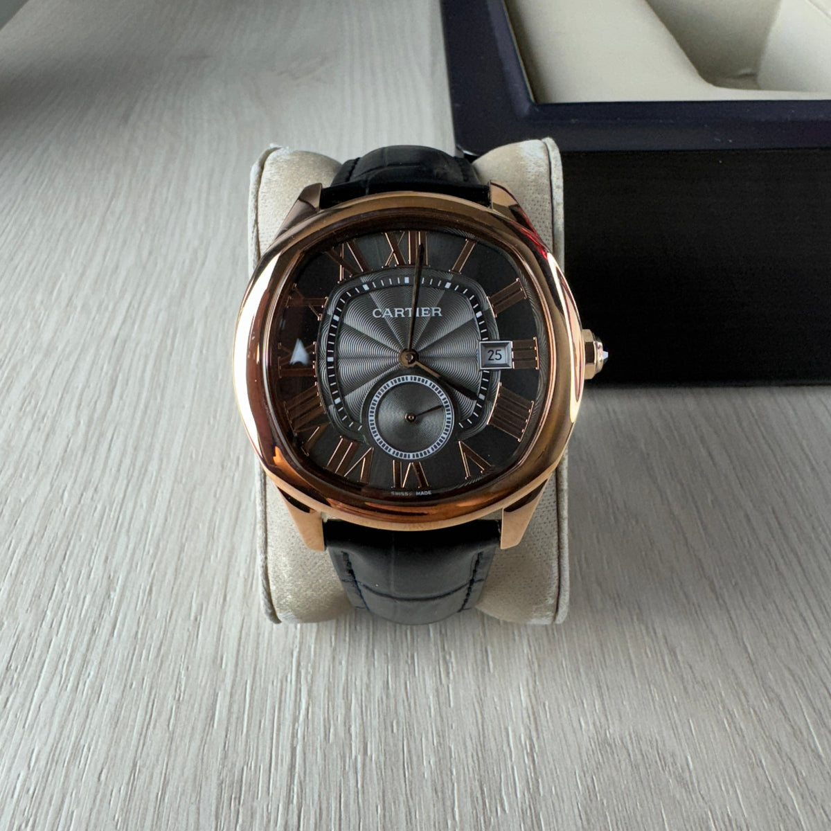 CARTIER DRIVE ROSE PRETO COURO 41MM